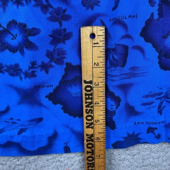 Ui Maikai Blue Hibiscus Tropical Island Vintage Hawaiian Mumu Dress Womens XL - Picture 10 of 10
